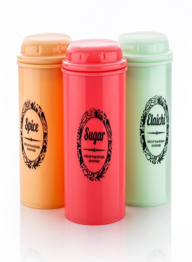 DEW MAT Kitchen Storage Containers Set plastic, 8 Piece Spice Jars with Lids, Multi-Colored Canisters for Masala, Sugar, Mirch, Haldi ETC... - Image 5